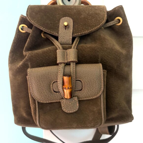 Gucci NWOT in olive Suede with authentic Bamboo Handgrips and Latch COA - Picture 8 of 13